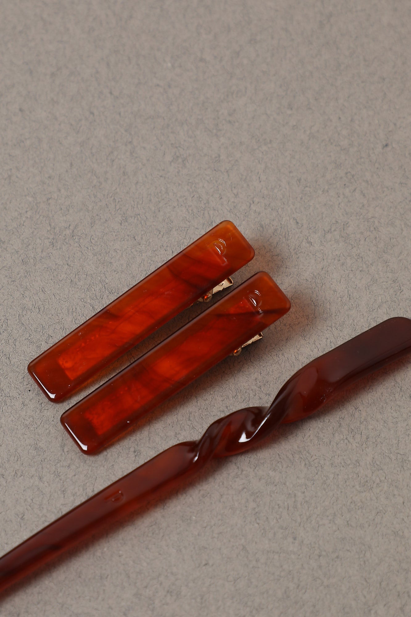 Barrettes Droite - Rouge Délicat